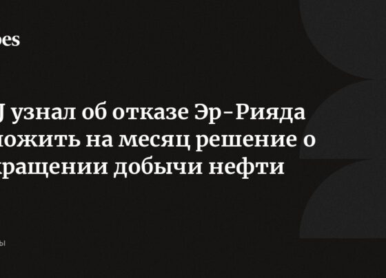 WSJ узнал об отказе Эр-Рияда отложить на месяц решение о сокращении добычи нефти