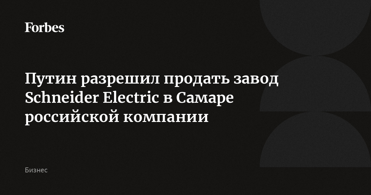 Путин разрешил продать завод Schneider Electric в Самаре российской компании