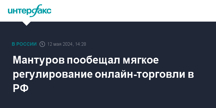 Мантуров пообещал мягкое регулирование онлайн-торговли в РФ