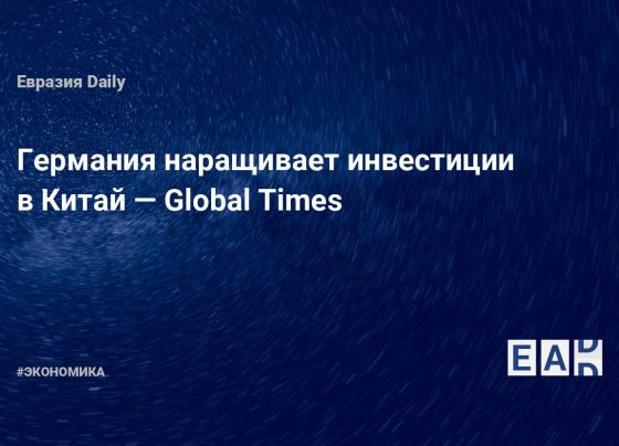 Германия наращивает инвестиции в Китай — Global Times