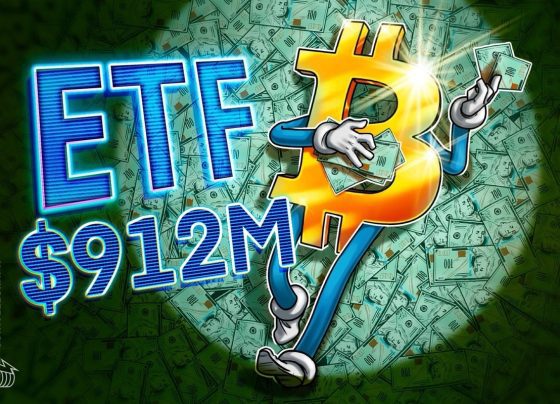 Bitcoin ETFS Log $ 912 млн. Приток в «драматическом» повышении настроений инвесторов